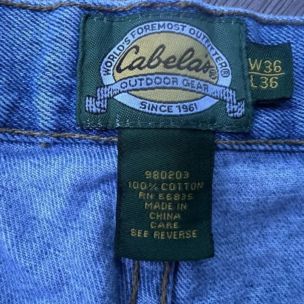 Cabela's Classic Relaxed Fit Straight Leg 5 Pocket Denim Jeans Pants Men's 36x36